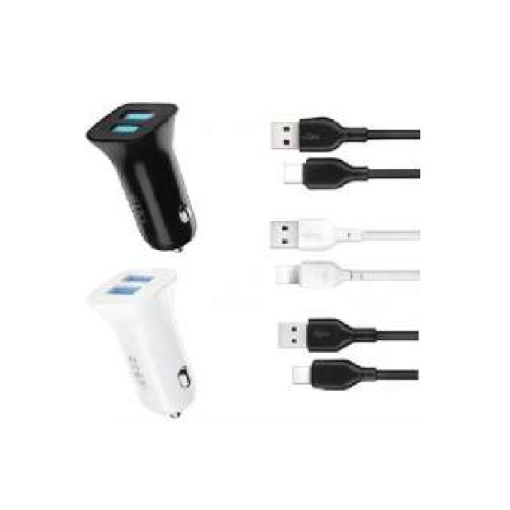 TZ10 Cargador para auto doble USB
Potencia maxima: 12W
- Con cable Lightning
- Con cable Micro